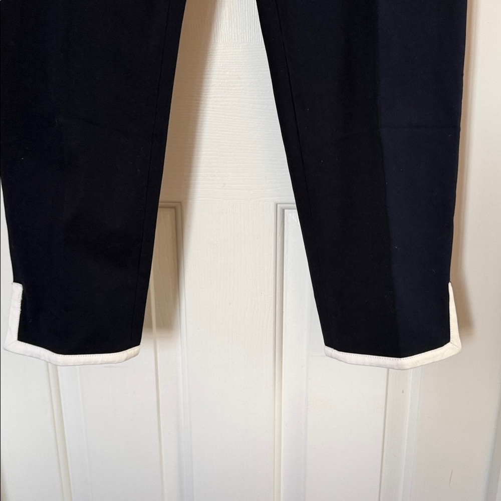 Talbots Navy Trousers white trim detail sz 8 - Picture 2 of 6
